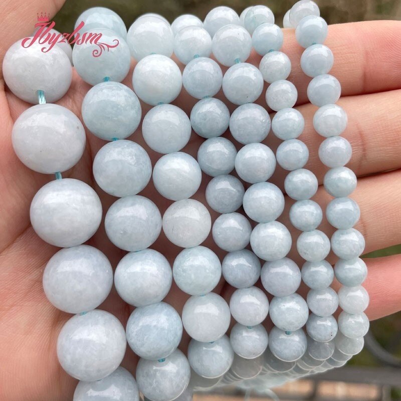 Round Aquamarines Jades Smooth Loose Stone Beads