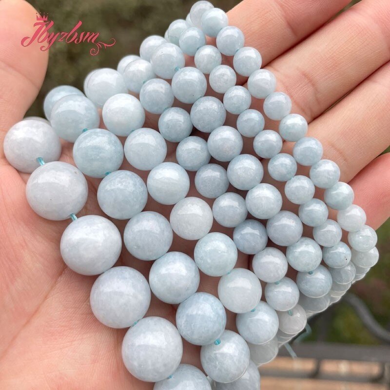 Round Aquamarines Jades Smooth Loose Stone Beads