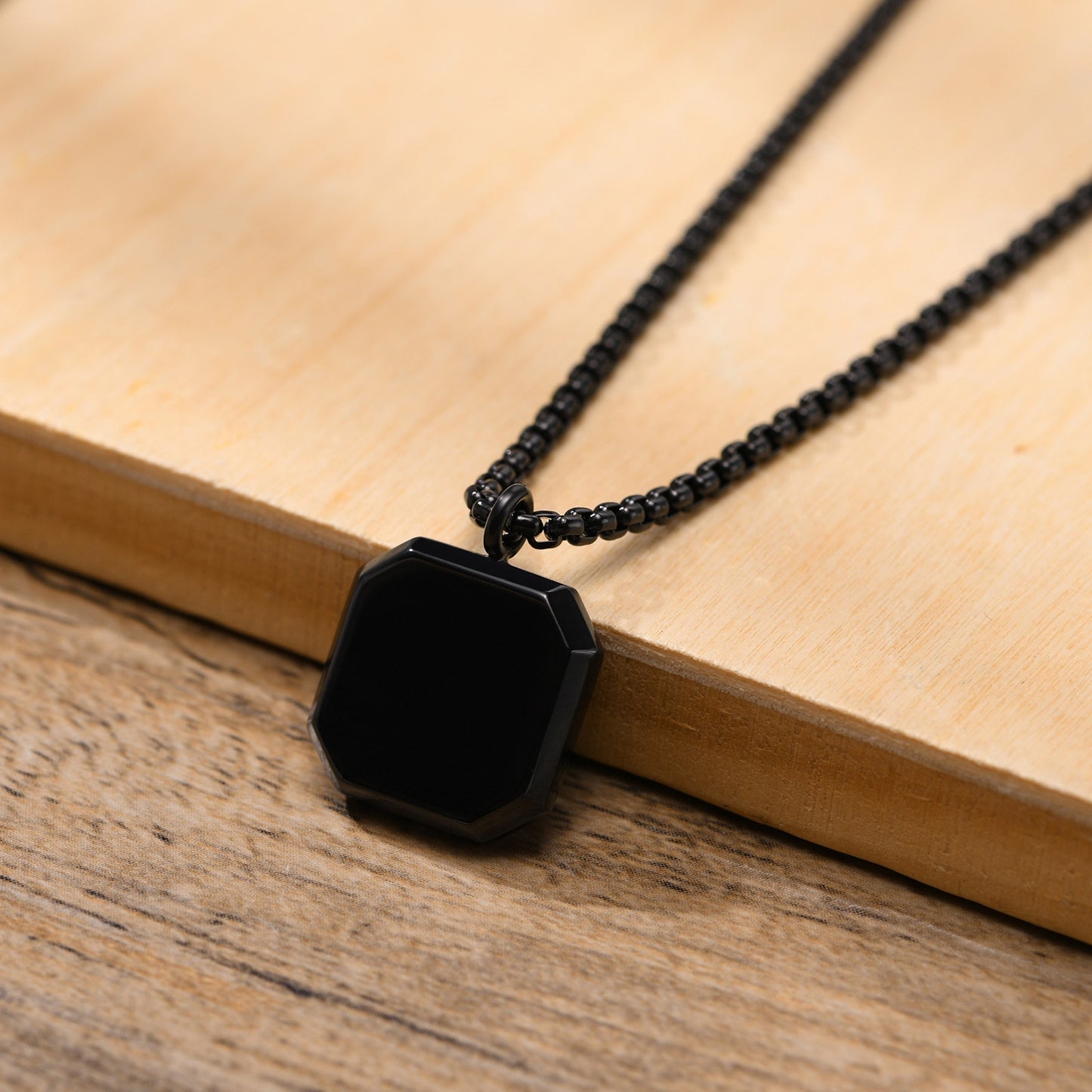 Stylish Men Square Natural Stone Necklace Geometric