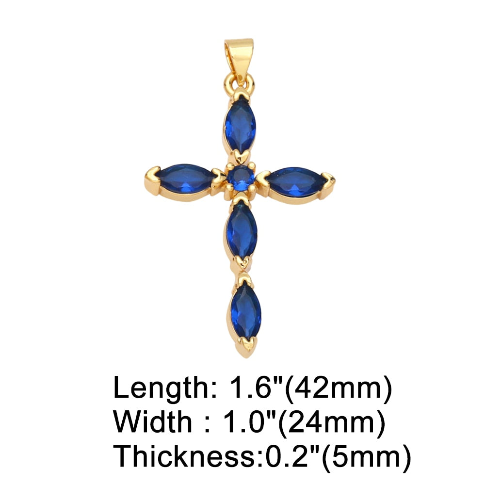 Big Rainbow Colorful Cross Pendants for Necklace