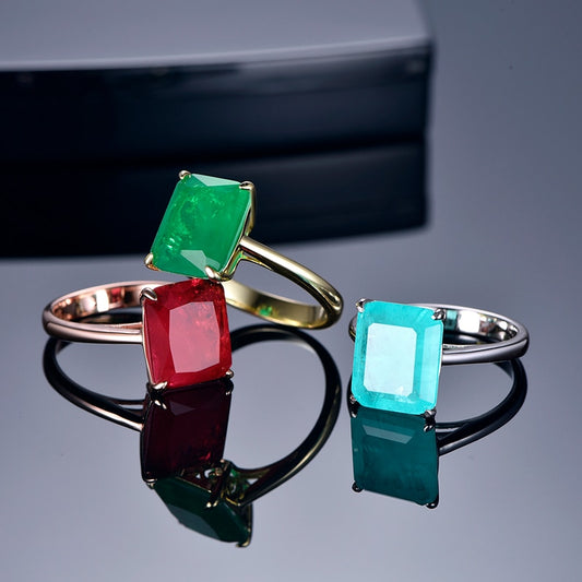 TKJ Emerald Ring Ruby Genuine Ladies Ring