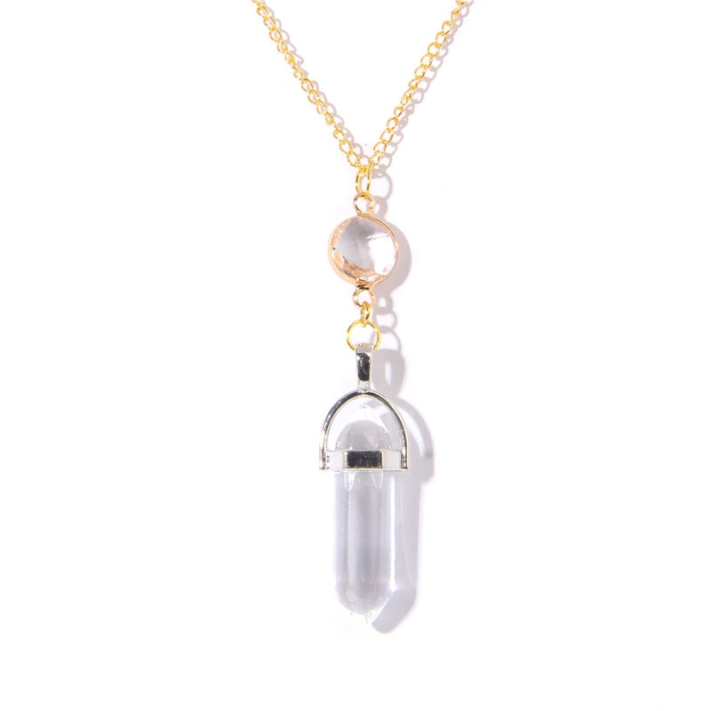 Natural Quartzs Stone Charm Necklaces