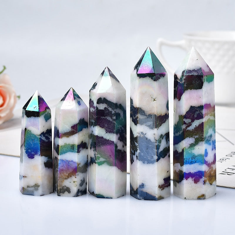 Natural Aura Stone Crystal Point Healing Obelisk