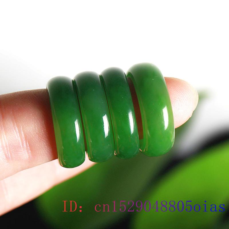 Natural Green Hetian Jade Ring Jasper Amulet