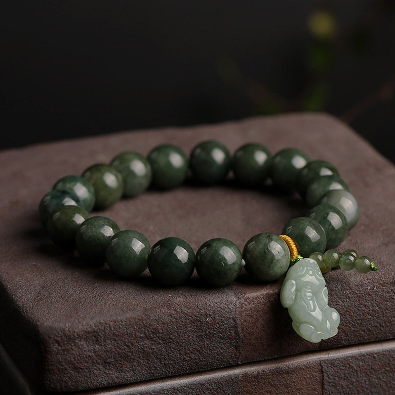 Lucky 8/10mm Natural Jade Beads Pixiu Brave Troops