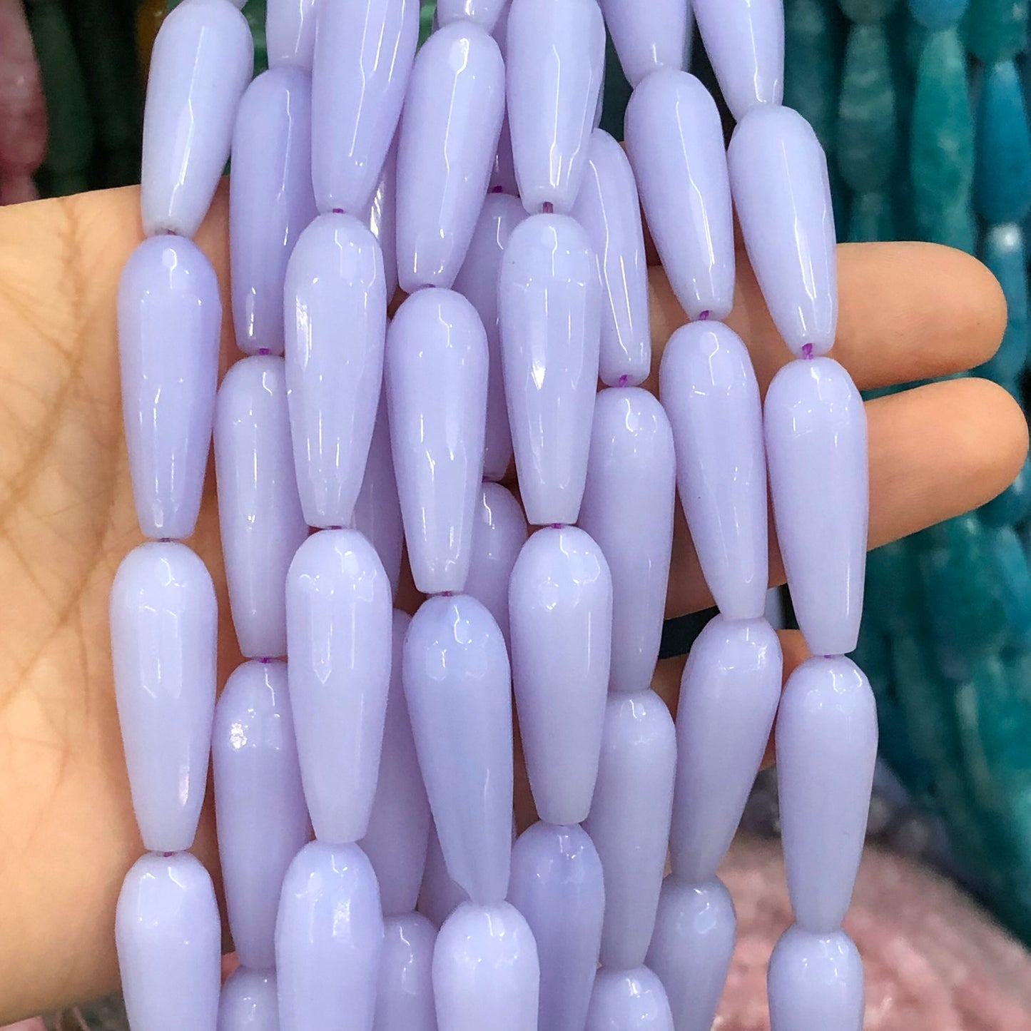 Natural Water Drop Faceted Purple Chalcedony Jades