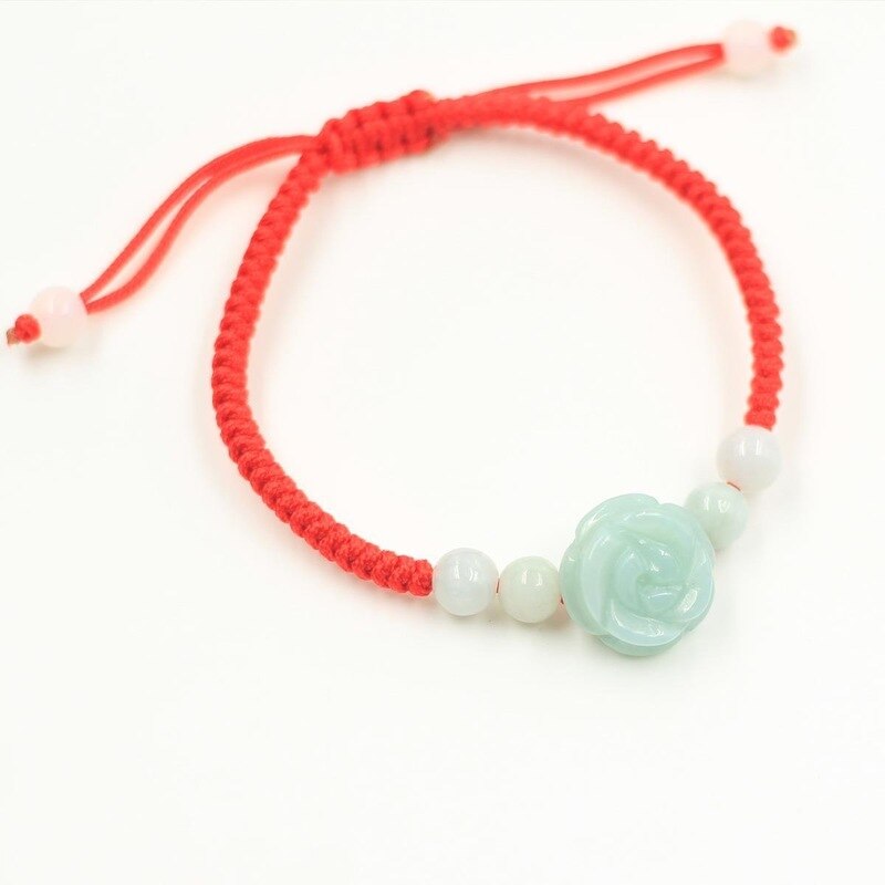 Customized Emerald Rose Flower Beads Bracelet