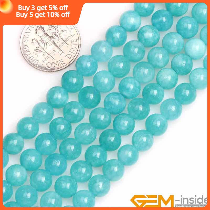 Blue Amazonite Color Jades Round Loose Beads