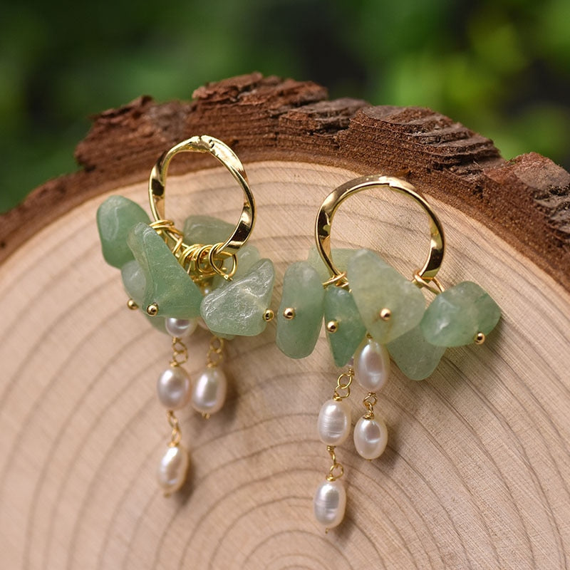 Silver Jade Natural Freshwater White Pearl Drop Earrings