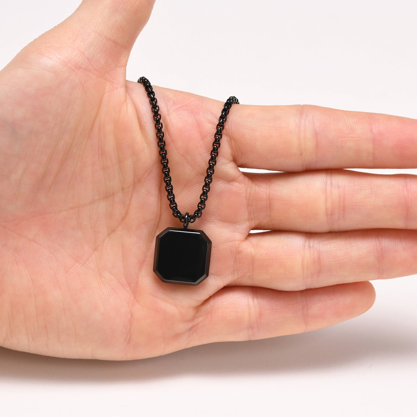 Stylish Men Square Natural Stone Necklace Geometric