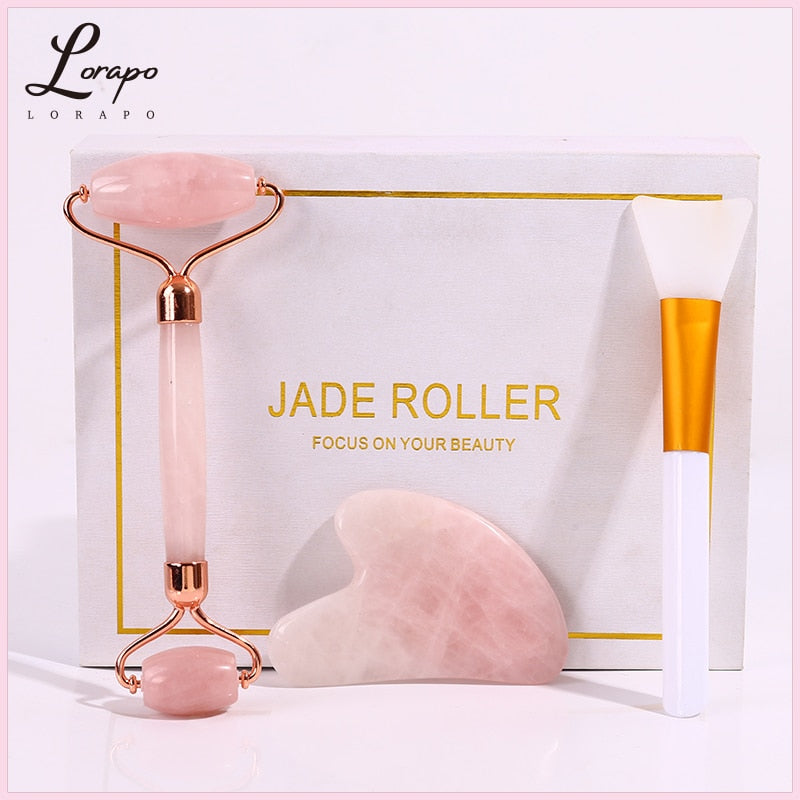 Facial Massager Natural Jade Roller Massage Rose