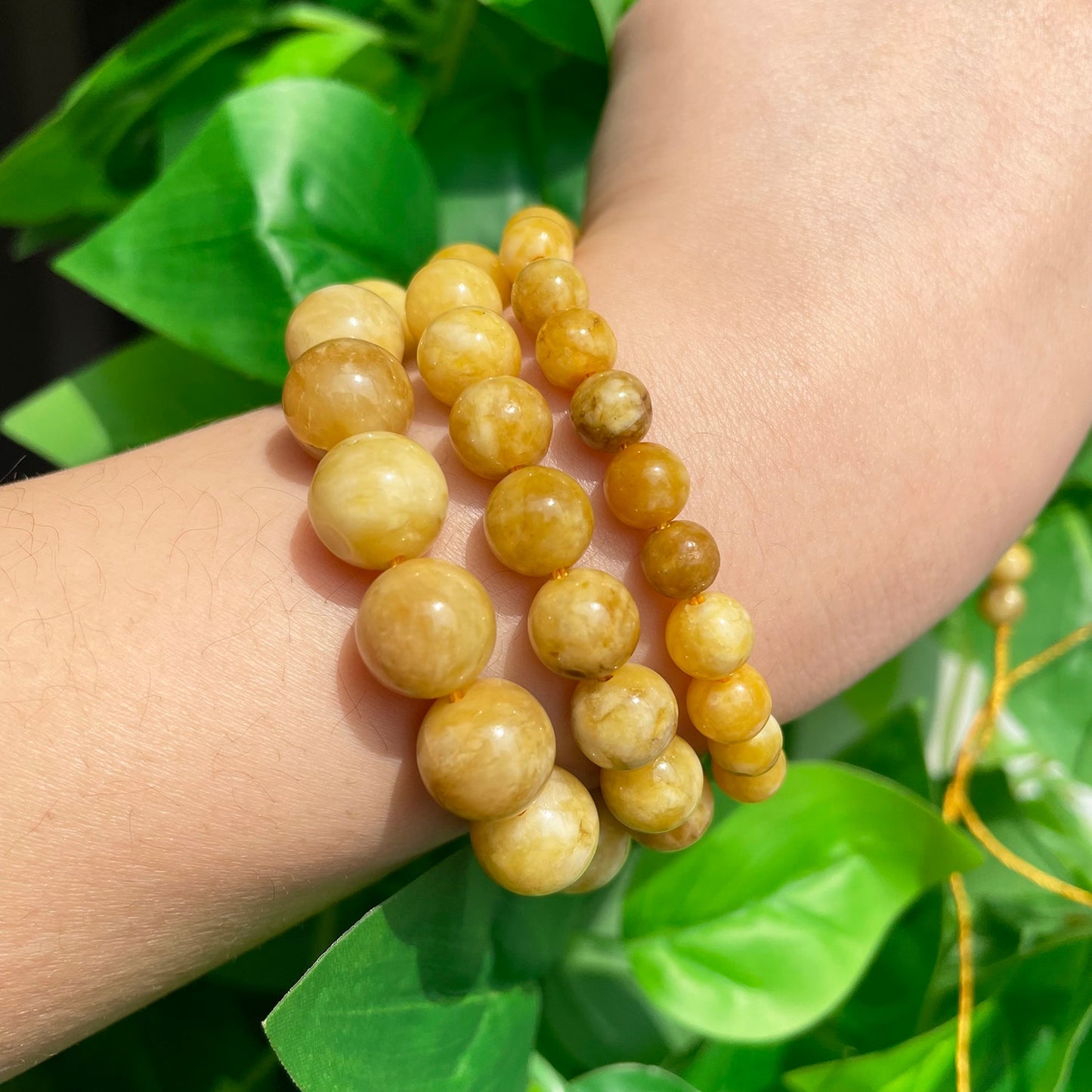 Natural Stone Yellow Jade Gemstone Round Beads
