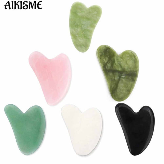 1piece Gua Sha Jade Stone Heart-shaped SPA Handmade