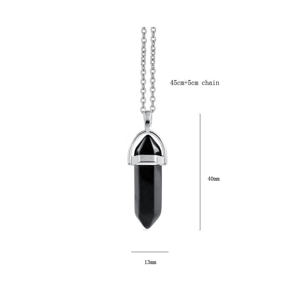 Point Pillar Bullet Hexagonal Column Necklace Stone