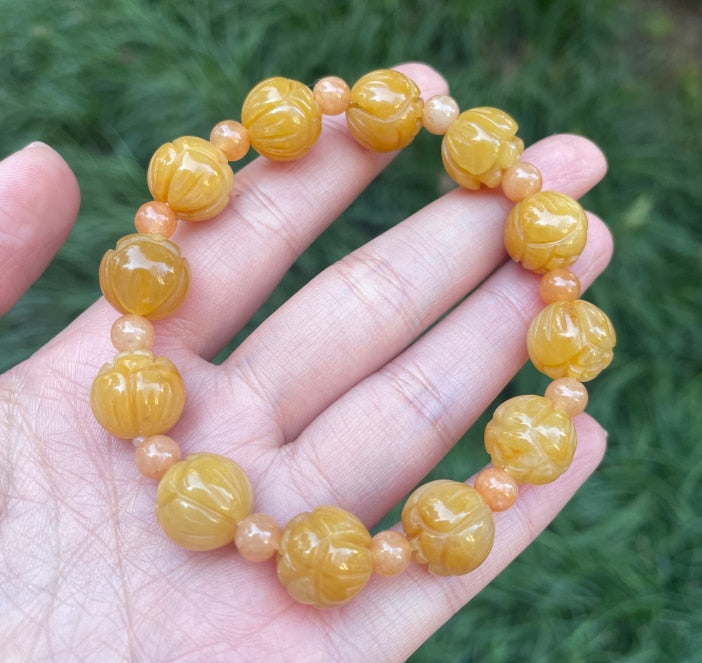 Jade Emerald 18mm Lotus Beads Bracelet