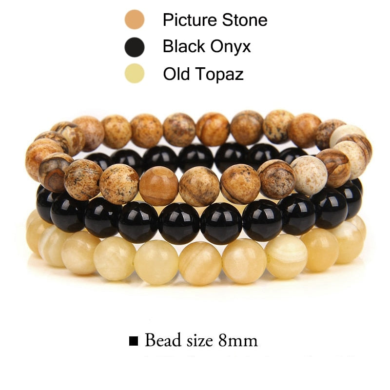 Natural Stone Beads Bracelet Set Rhodonite