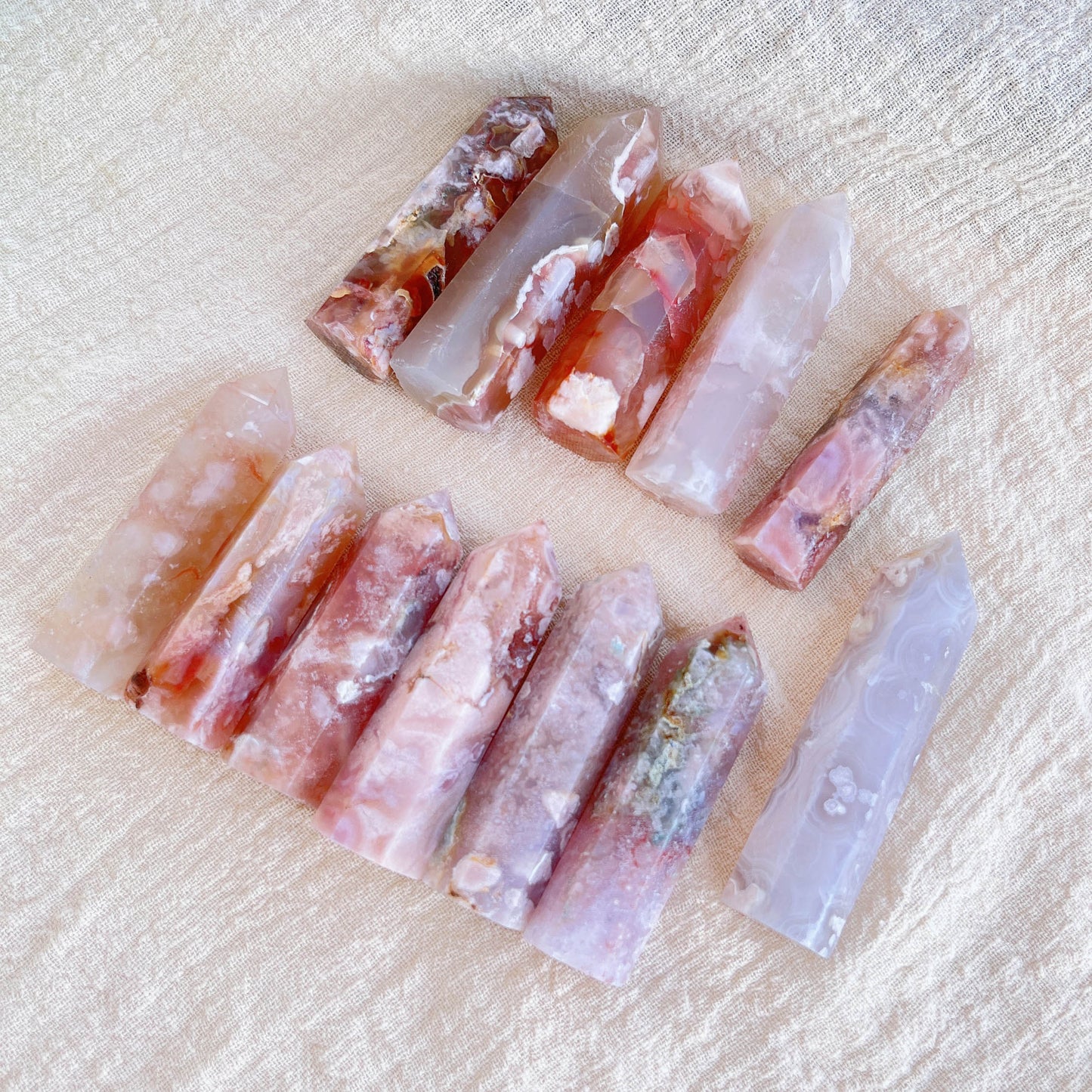 Rose Hermosa Crystal Quartz Tower Sakura Agate