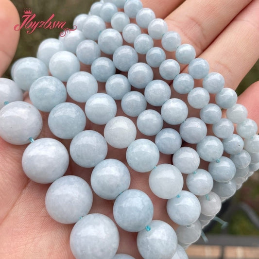 Round Aquamarines Jades Smooth Loose Stone Beads