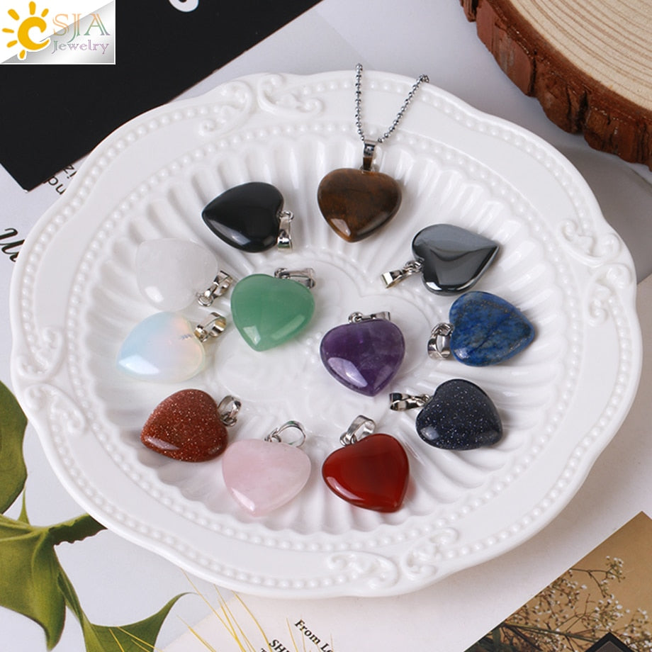 Heart Crystals Natural Stone Necklaces  Pendants