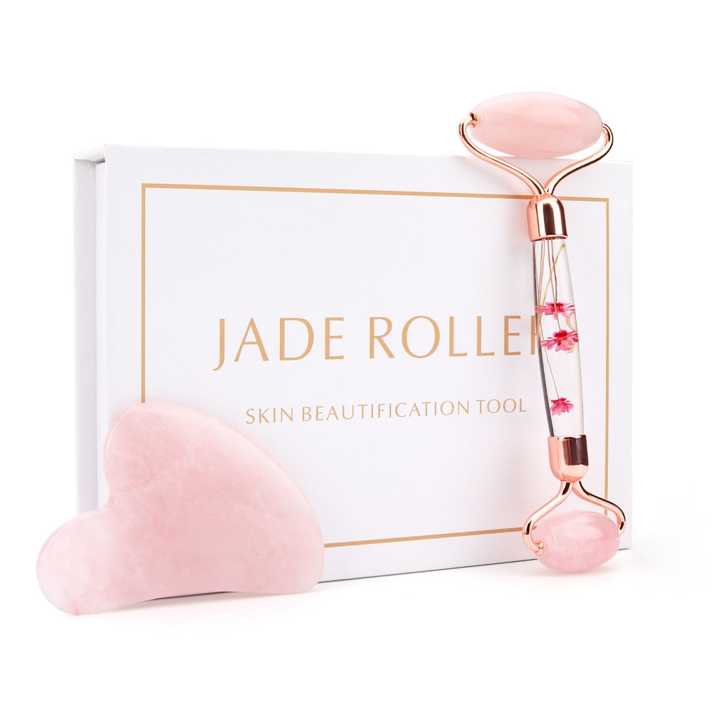 Rose Quartz Roller Natural Jade Facial Massage Roller