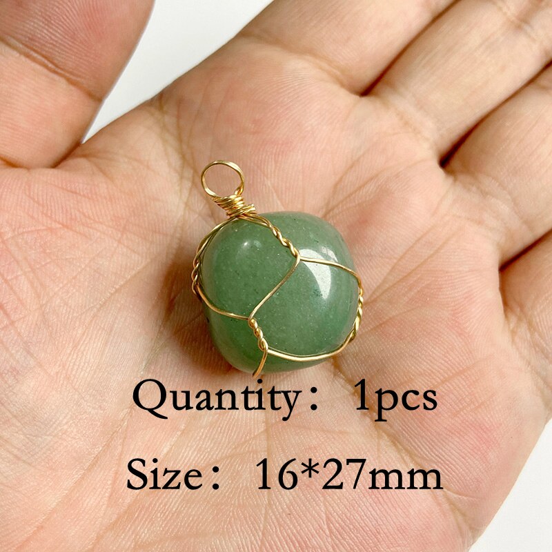 Natural Green Aventurine Jades Stone Pendant Beads