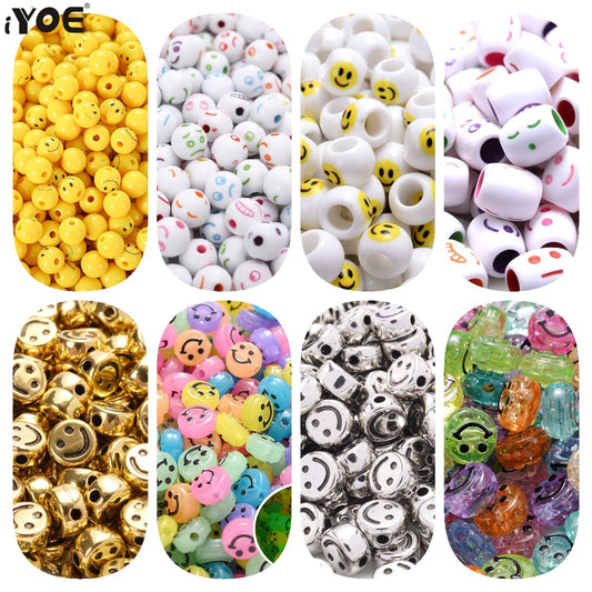 iYOE Mix Acrylic Smiley Beads Luminous Spacer Beads