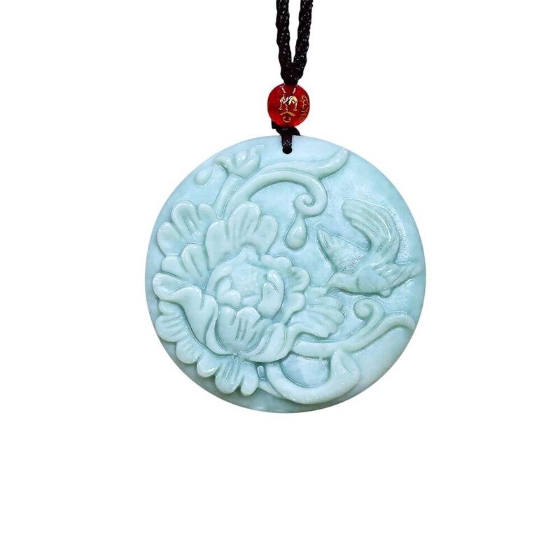 Lantian Jade Flowers Bloom and Wealth Pendant Necklace