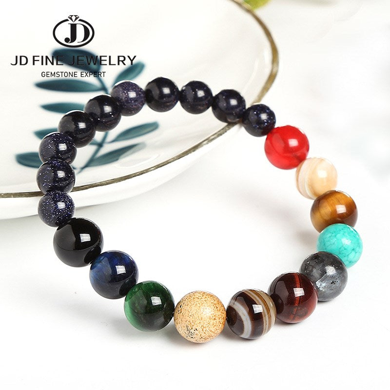 JD Natural Stone Eight Planets Bead Bracelet