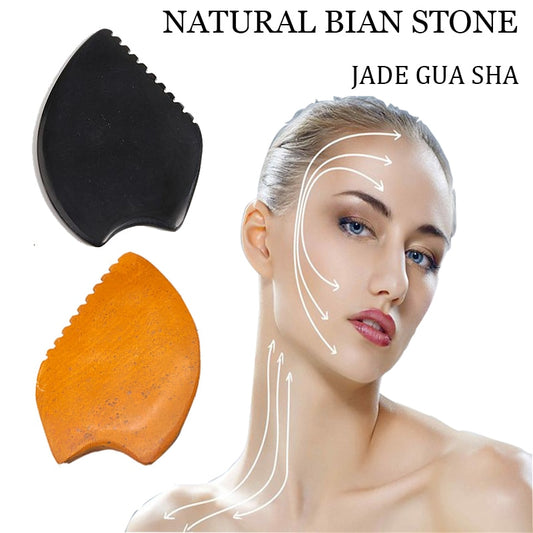 Natural Jade Bian Stone Guasha Board Ice Face Lift Chin