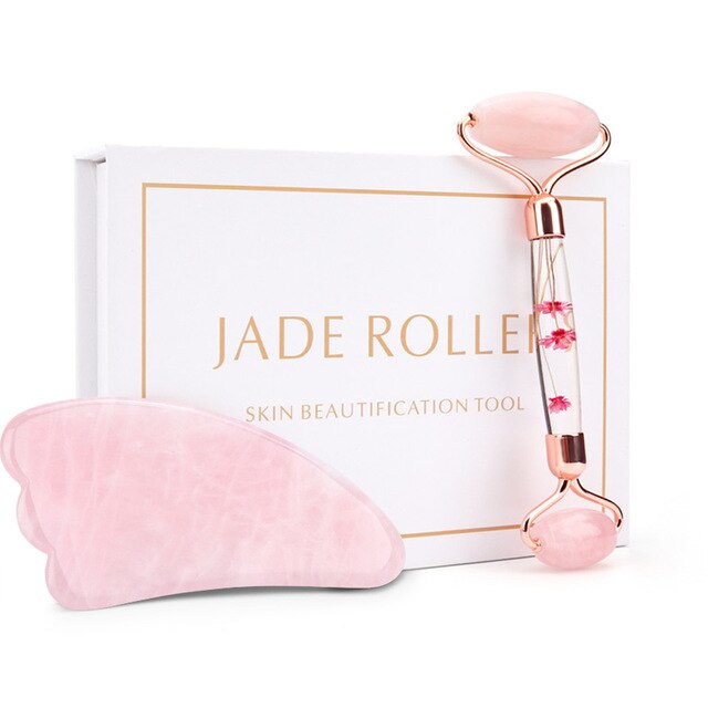 Rose Quartz Roller Natural Jade Facial Massage Roller