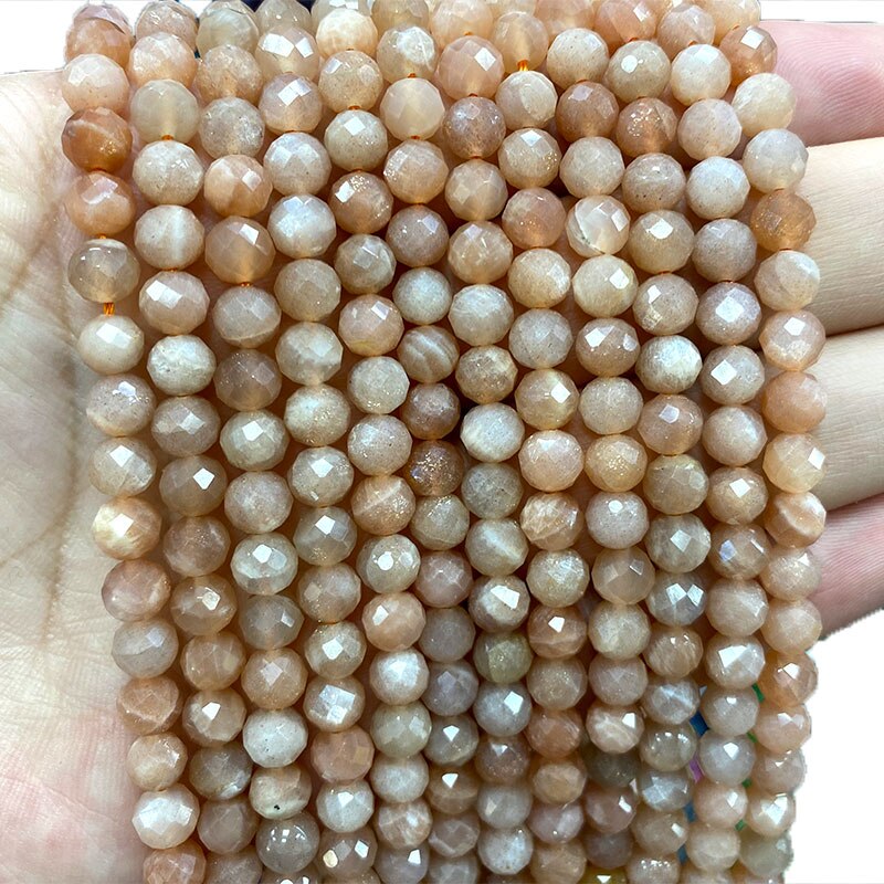 Fine 100% Natural Stone Faceted Sunstone Round