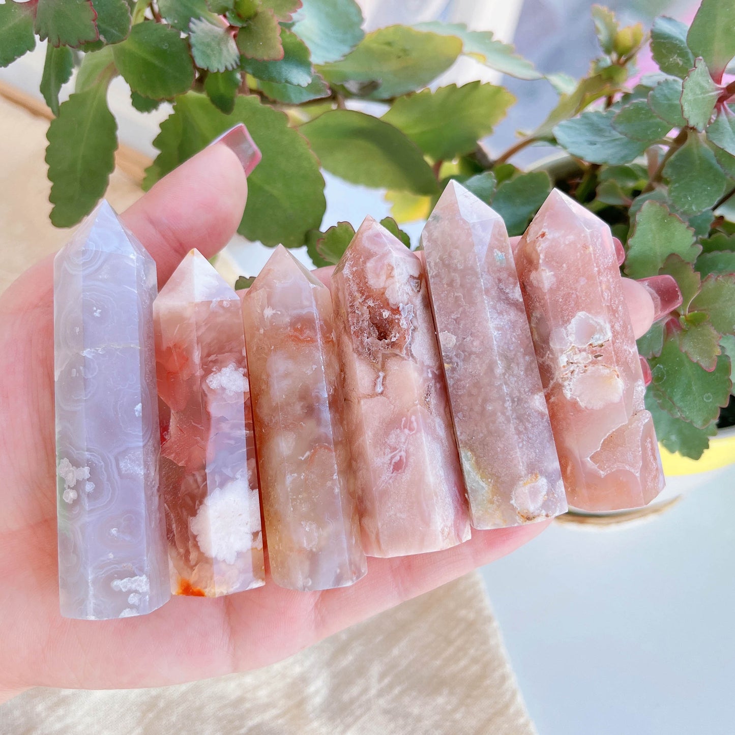 Rose Hermosa Crystal Quartz Tower Sakura Agate