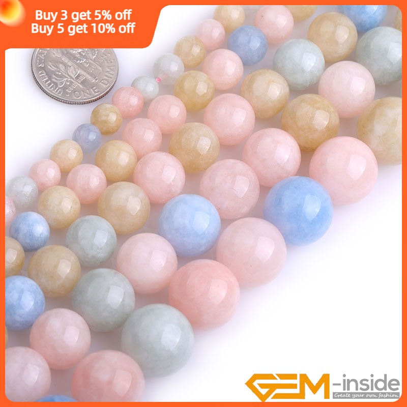 Multicolor Morganite Morgan Jades Round Bead