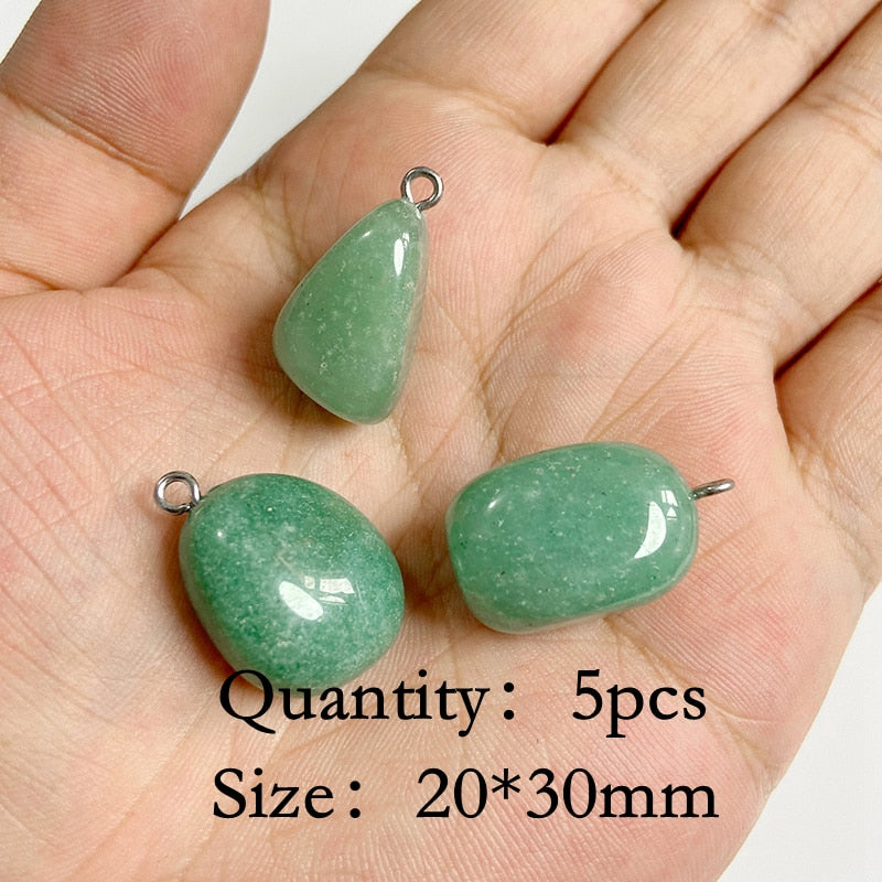 Natural Green Aventurine Jades Stone Pendant Beads