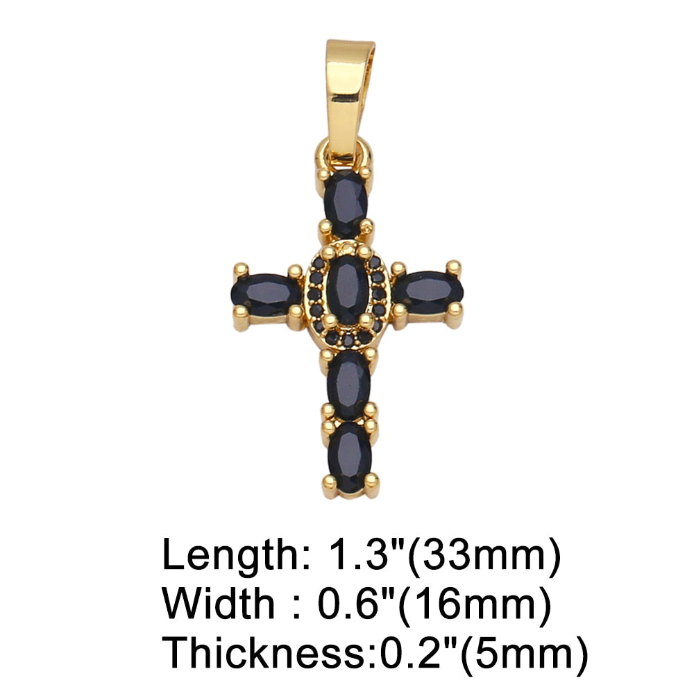 Big Rainbow Colorful Cross Pendants for Necklace