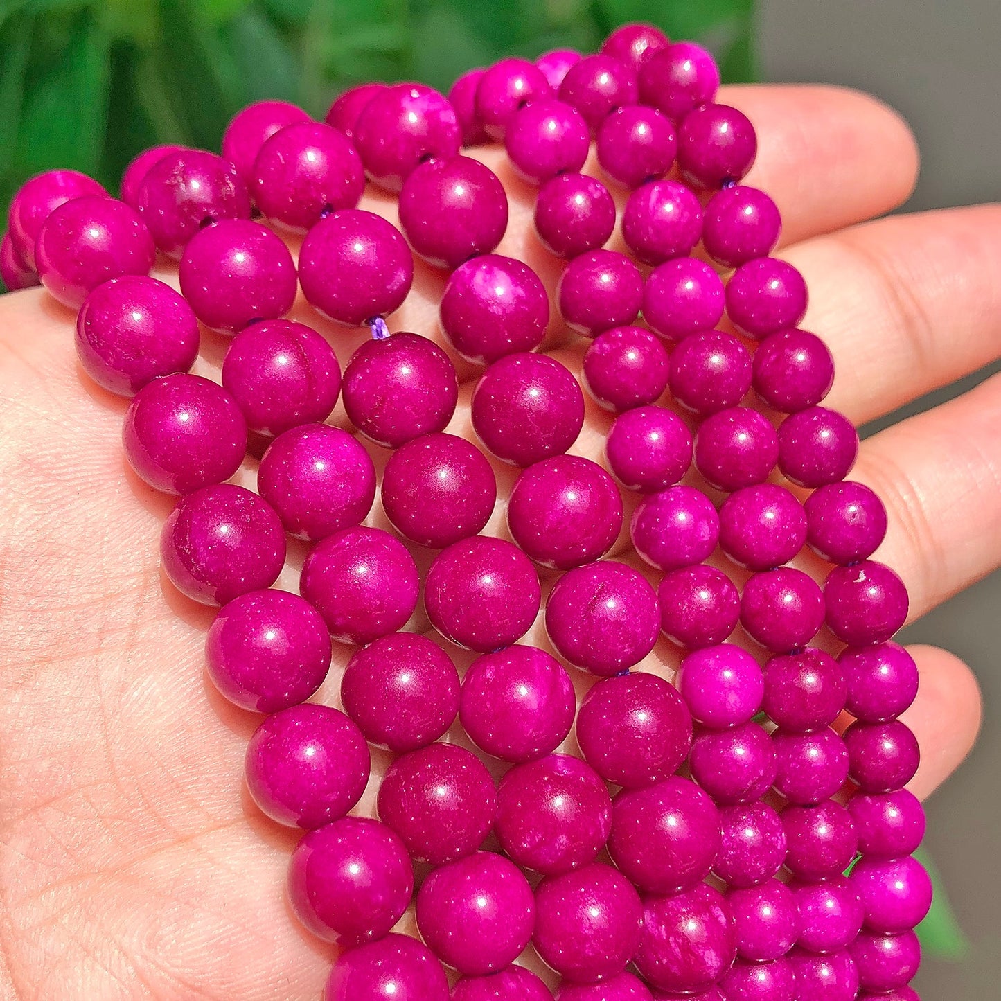 Natural Stone Beads Fuchsia Sugilite Jade Round