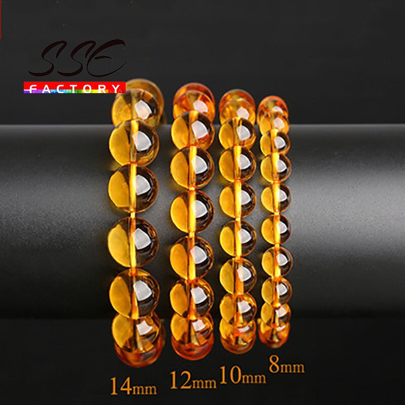 Natural Citrines Crystal Bracelets Stone Round Beads