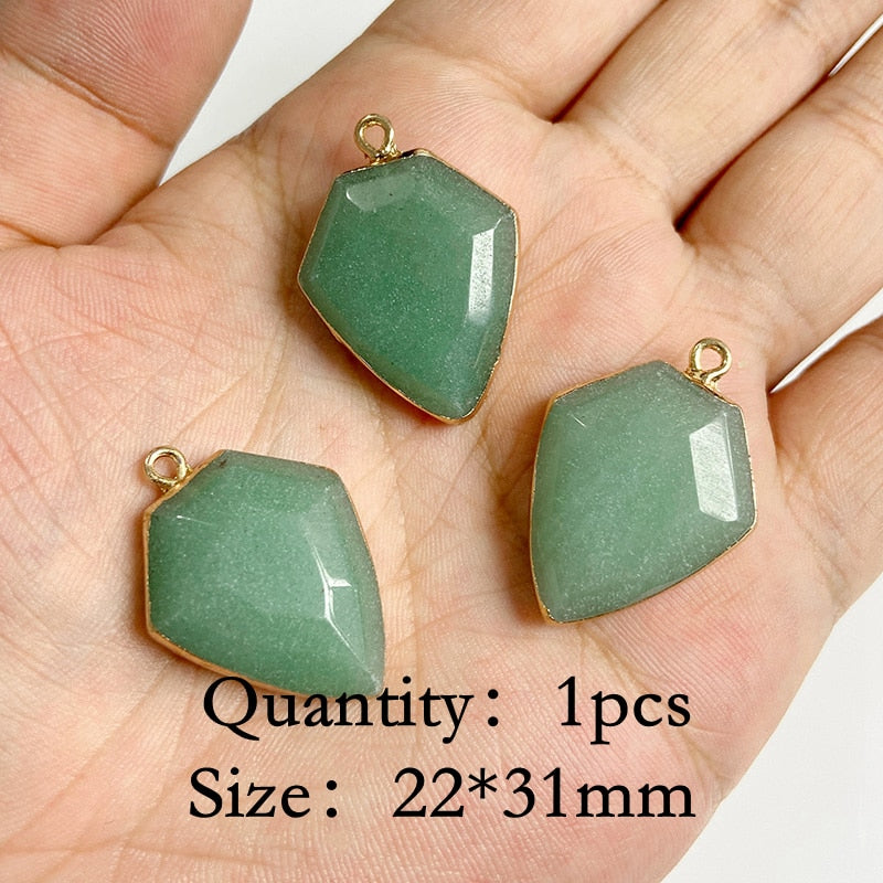 Natural Green Aventurine Jades Stone Pendant Beads