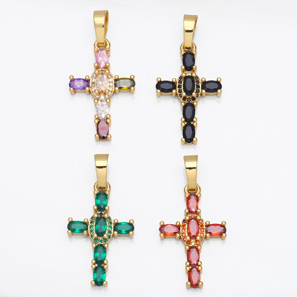 Big Rainbow Colorful Cross Pendants for Necklace