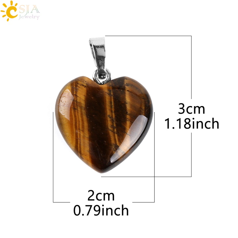 Heart Crystals Natural Stone Necklaces  Pendants