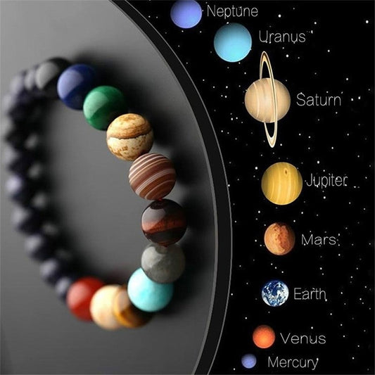 JD Natural Stone Eight Planets Bead Bracelet