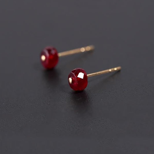 Creative natural silver inlaid ruby earrings