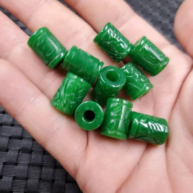 5pc Natural A Green Jade Money Beads DIY Bracelet