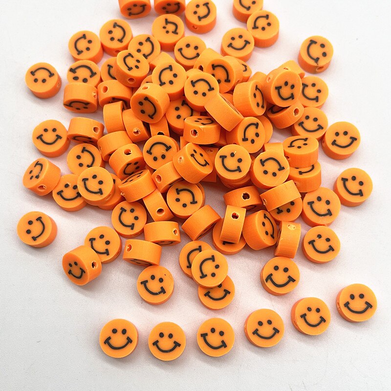30pcs 10mm Multicolour Smiling Face Beads