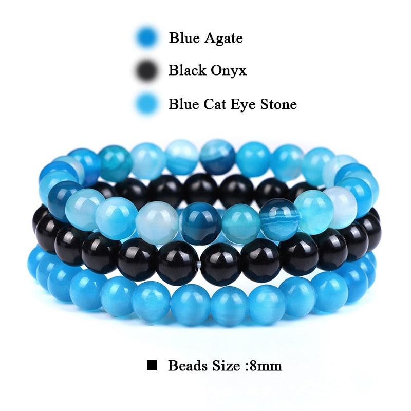 Natural Stone Beads Bracelet Set Rhodonite