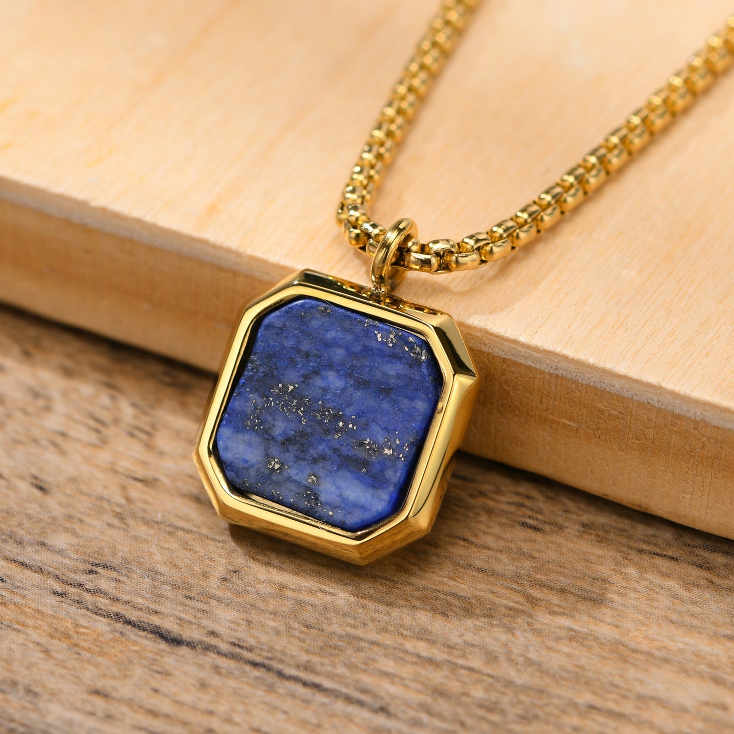 Stylish Men Square Natural Stone Necklace Geometric