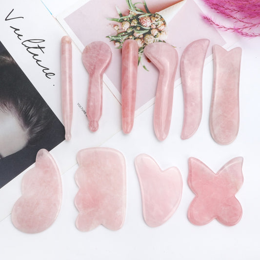 Natural Rose Quartz Jade Gua Sha Board Acupuncture