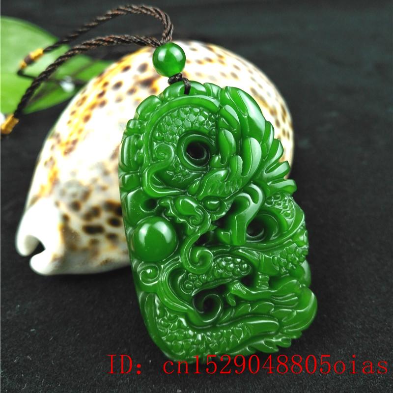 Natural Green Hetian Jade Stone Dragon Pendant