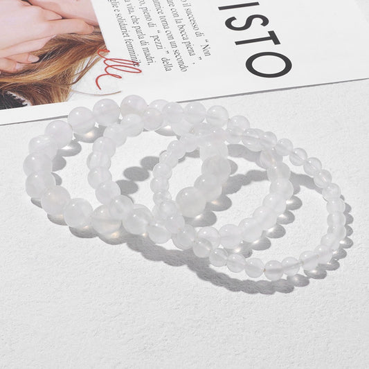 100% Real Natural Gypsum Stone Bracelet White Selenite