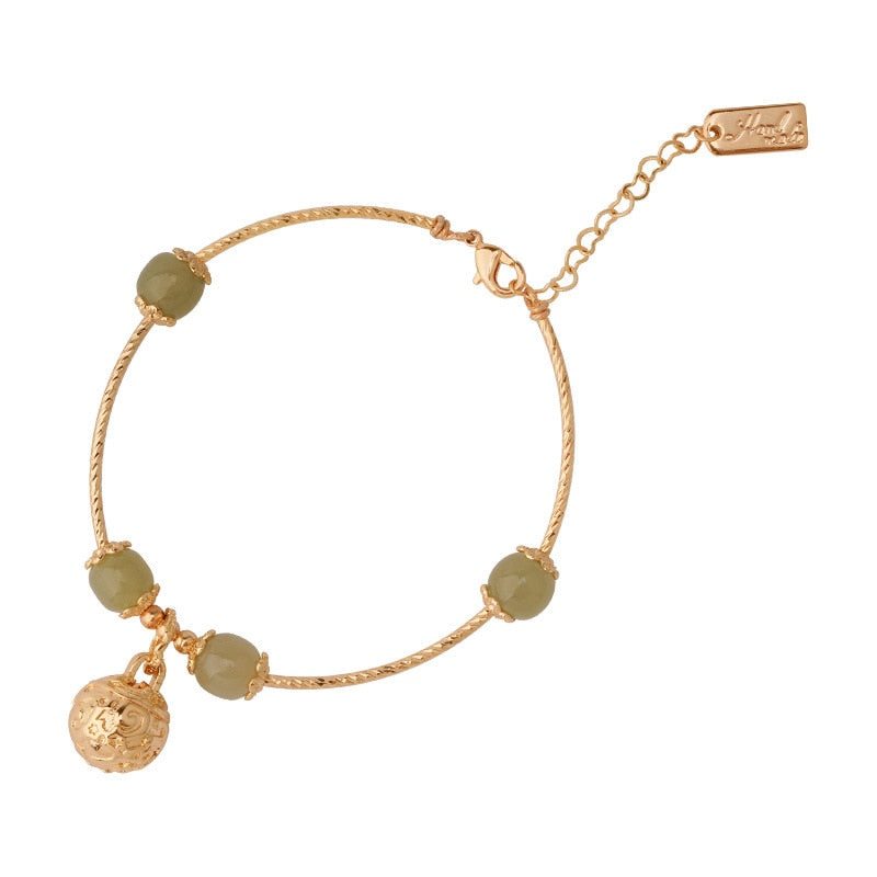 Natural Hetian Jade Bell Bracelet For Women